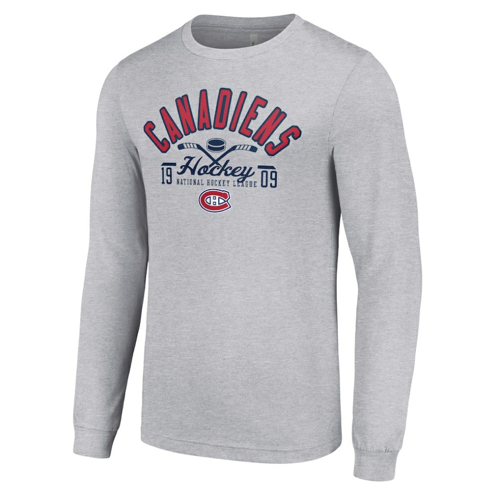 NHL Heather Gray Montreal Canadiens Starter Puck Long Sleeve T-Shirt