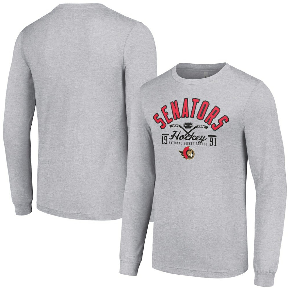 NHL Heather Gray Ottawa Senators Starter Puck Long Sleeve T-Shirt