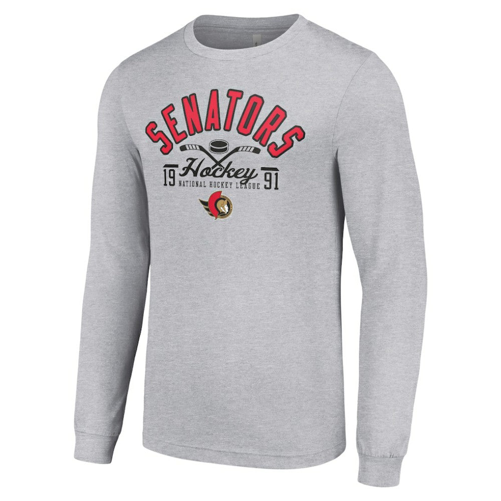 NHL Heather Gray Ottawa Senators Starter Puck Long Sleeve T-Shirt
