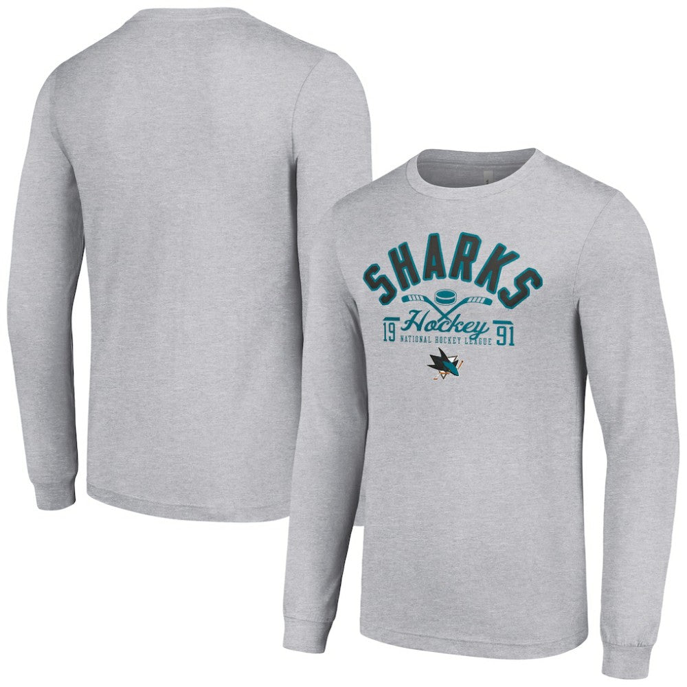 NHL Heather Gray San Jose Sharks Starter Puck Long Sleeve T-Shirt