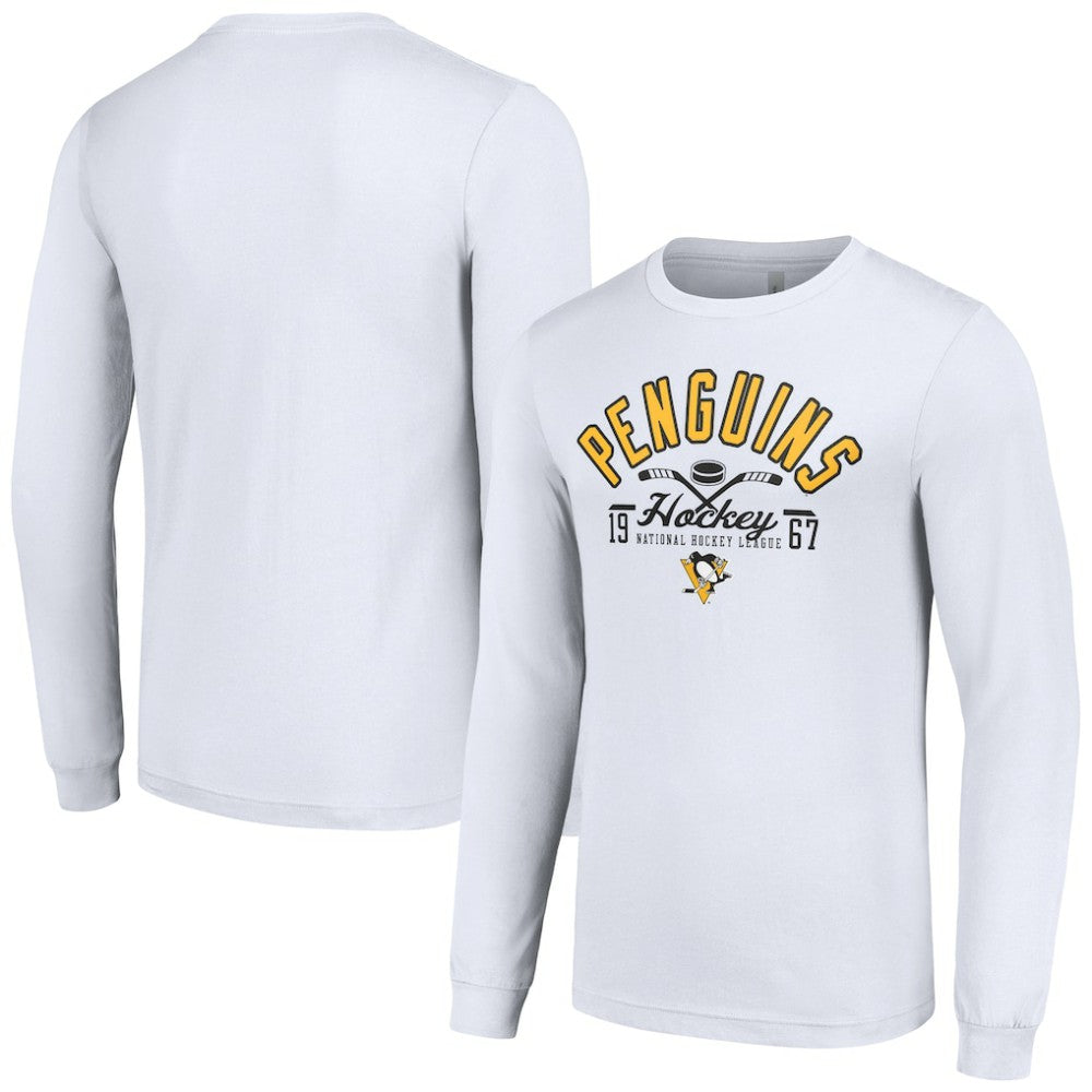 NHL White Pittsburgh Penguins Starter Puck Long Sleeve T-Shirt