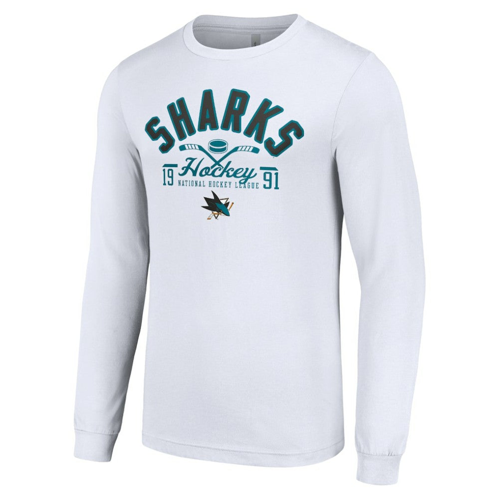 NHL White San Jose Sharks Starter Puck Long Sleeve T-Shirt