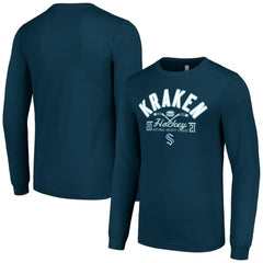 NHL Deep Sea Blue Seattle Kraken Starter Puck Long Sleeve T-Shirt