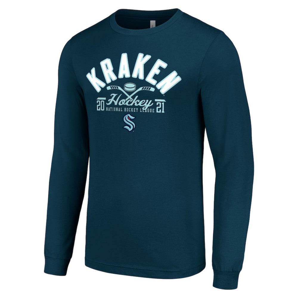 NHL Deep Sea Blue Seattle Kraken Starter Puck Long Sleeve T-Shirt