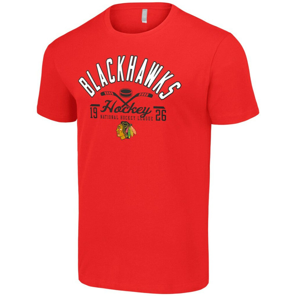 NHL Red Chicago Blackhawks Starter Half Puck T-Shirt