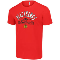 NHL Red Chicago Blackhawks Starter Half Puck T-Shirt