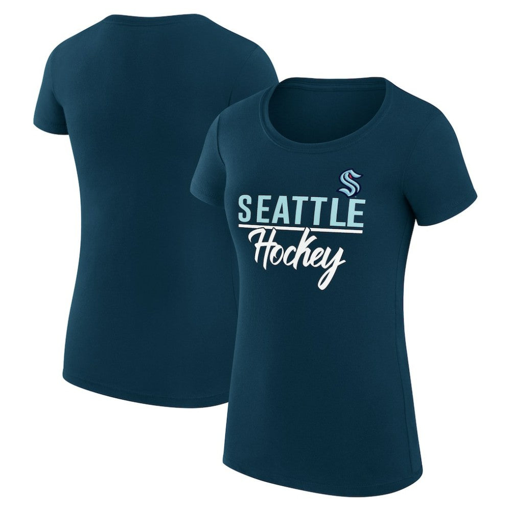 NHL Navy Seattle Kraken G-III 4Her by Carl Banks Women's Super-Slim Fit Lightweight Team Sport T-Shirt
