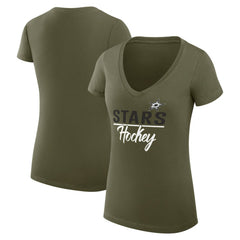 NHL Olive Dallas Stars G-III 4Her by Carl Banks Women's Super-Slim Fit Lightweight Team Sport V-Neck T-Shirt