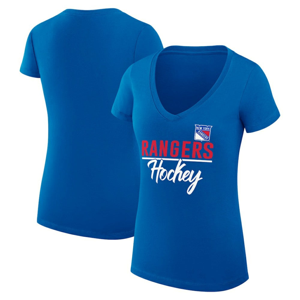 NHL Blue New York Rangers G-III 4Her by Carl Banks Women's Super-Slim Fit Lightweight Team Sport V-Neck T-Shirt
