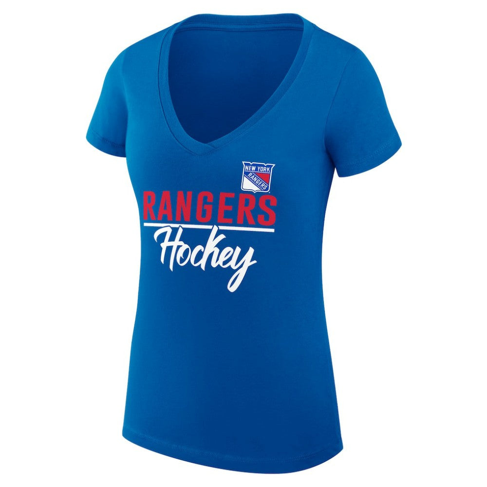 NHL Blue New York Rangers G-III 4Her by Carl Banks Women's Super-Slim Fit Lightweight Team Sport V-Neck T-Shirt