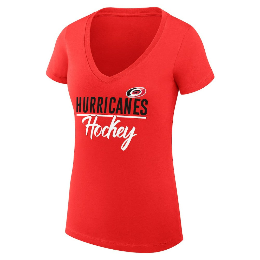 NHL Red Carolina Hurricanes G-III 4Her by Carl Banks Women's Super-Slim Fit Lightweight Graphic V-Neck T-Shirt