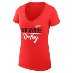 NHL Red Detroit Red Wings G-III 4Her by Carl Banks Women's Super-Slim Fit Lightweight Graphic V-Neck T-Shirt