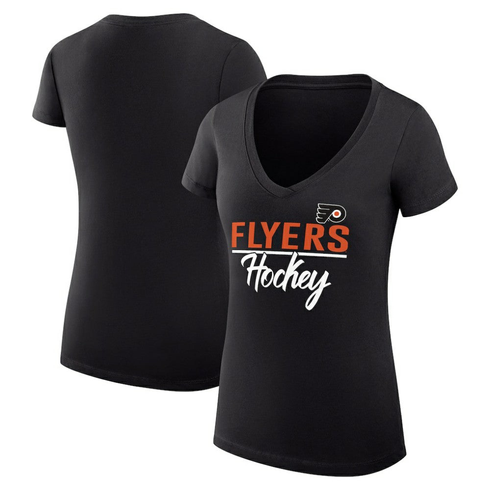 NHL Black Philadelphia Flyers G-III 4Her by Carl Banks Women's Super-Slim Fit Lightweight Graphic V-Neck T-Shirt