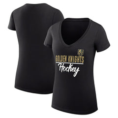 NHL Black Vegas Golden Knights G-III 4Her by Carl Banks Women's Super-Slim Fit Lightweight Graphic V-Neck T-Shirt