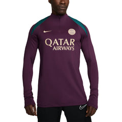 Paris Saint-Germain 2024/25 Strike Drill Performance Quarter-Zip Long Sleeve Top - Nike Burgundy