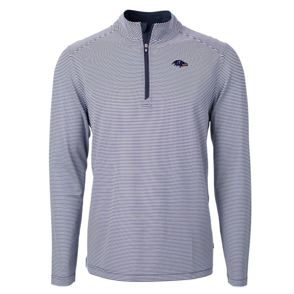 Cutter & Buck Virtue Eco Pique Micro Stripe Recycled Quarter-Zip Pullover Top - Baltimore Ravens