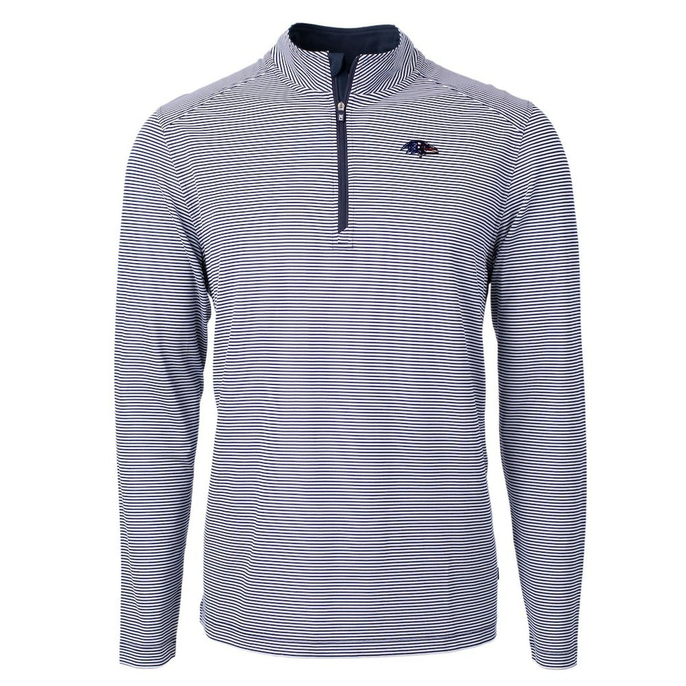 Cutter & Buck Virtue Eco Pique Micro Stripe Recycled Quarter-Zip Pullover Top - Baltimore Ravens