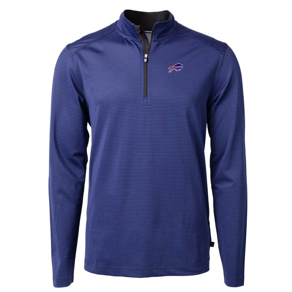 Cutter & Buck Virtue Eco Pique Micro Stripe Recycled Quarter-Zip Pullover Top - Buffalo Bills