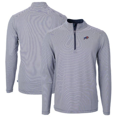 Cutter & Buck Virtue Eco Pique Micro Stripe Recycled Quarter-Zip Pullover Top - Buffalo Bills