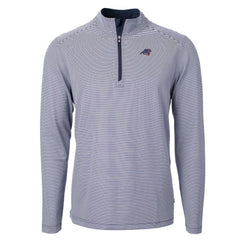 Cutter & Buck Virtue Eco Pique Micro Stripe Recycled Quarter-Zip Pullover Top - Carolina Panthers