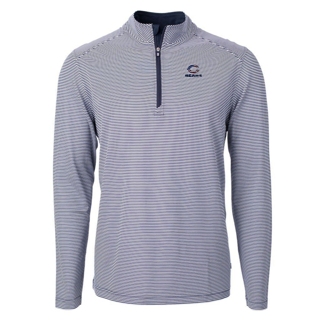 Cutter & Buck Virtue Eco Pique Micro Stripe Recycled Quarter-Zip Pullover Top - Chicago Bears