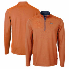 Cutter & Buck Virtue Eco Pique Micro Stripe Recycled Quarter-Zip Pullover Top - Denver Broncos