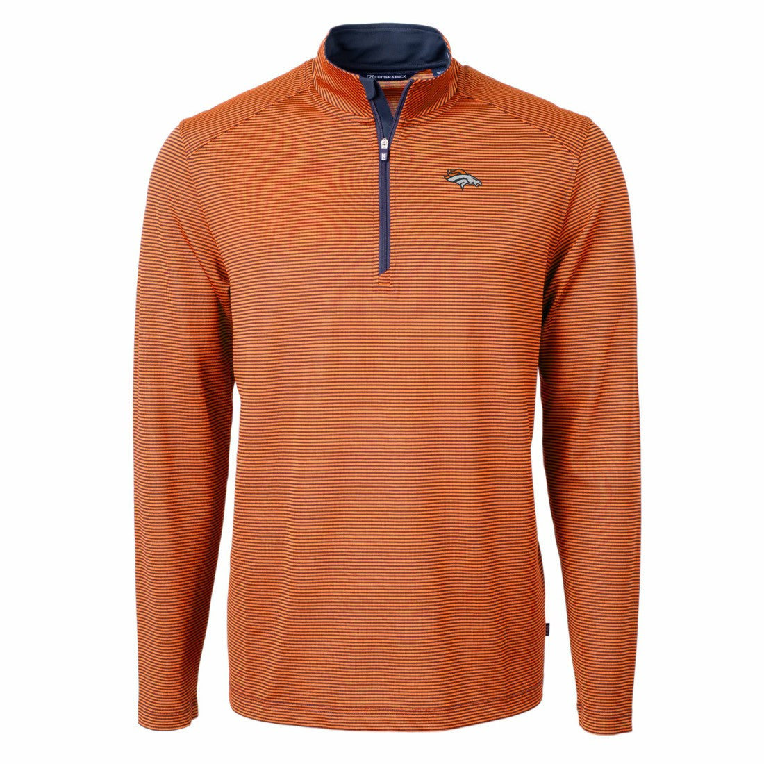 Cutter & Buck Virtue Eco Pique Micro Stripe Recycled Quarter-Zip Pullover Top - Denver Broncos
