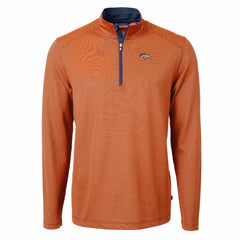 Cutter & Buck Virtue Eco Pique Micro Stripe Recycled Quarter-Zip Pullover Top - Denver Broncos