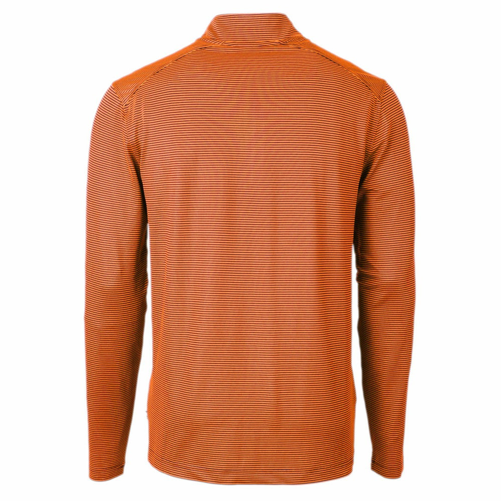Cutter & Buck Virtue Eco Pique Micro Stripe Recycled Quarter-Zip Pullover Top - Denver Broncos