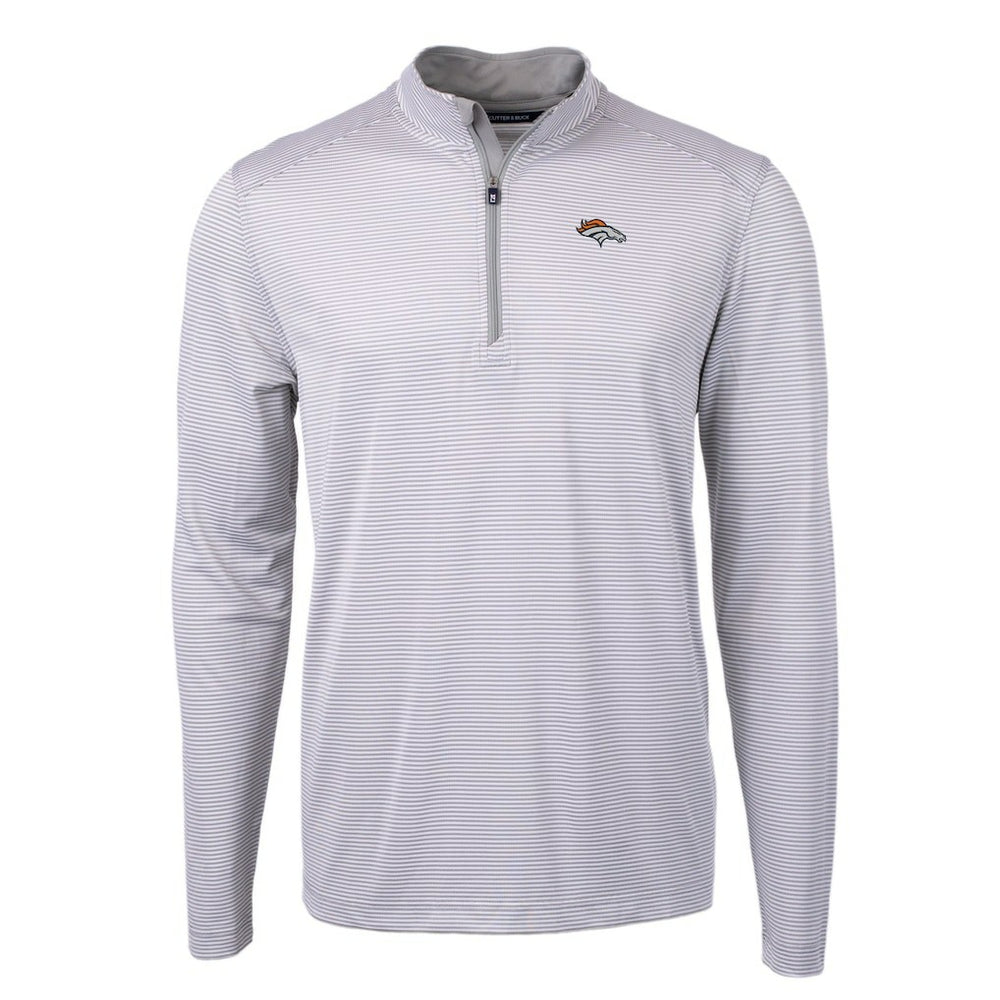 Cutter & Buck Virtue Eco Pique Micro Stripe Recycled Quarter-Zip Pullover Top - Denver Broncos