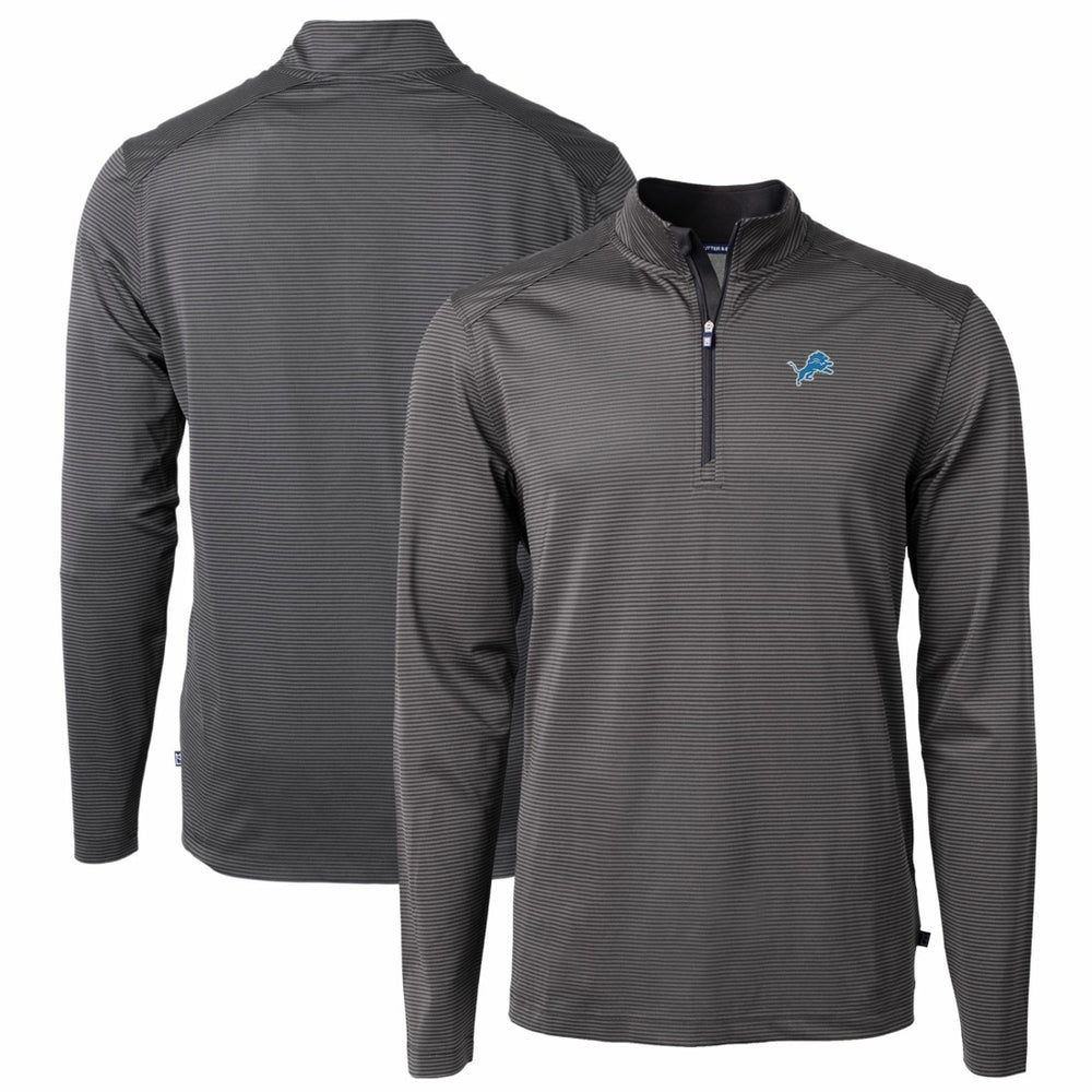 Cutter & Buck Virtue Eco Pique Micro Stripe Recycled Quarter-Zip Pullover Top - Detroit Lions