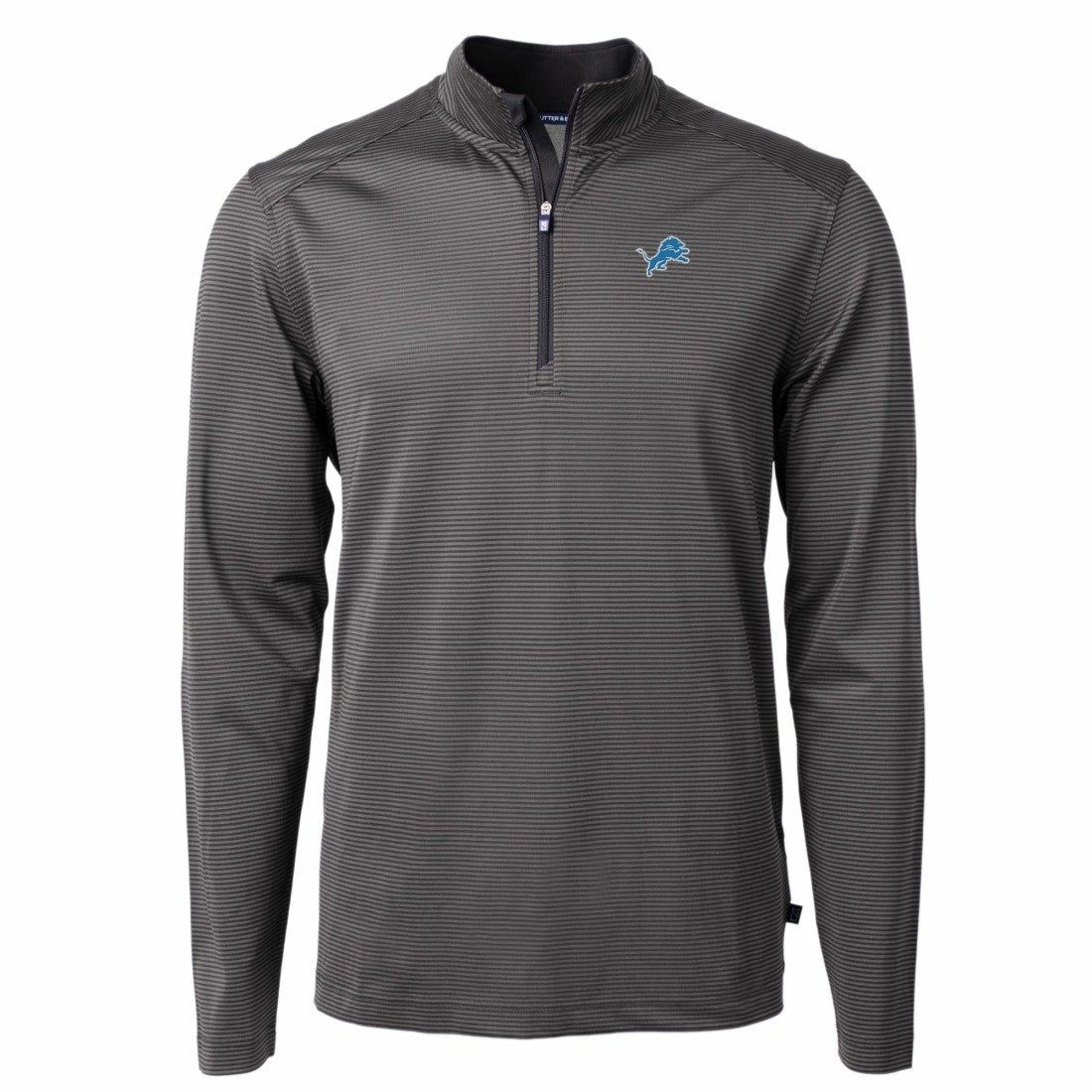 Cutter & Buck Virtue Eco Pique Micro Stripe Recycled Quarter-Zip Pullover Top - Detroit Lions