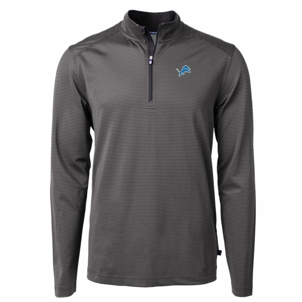 Cutter & Buck Virtue Eco Pique Micro Stripe Recycled Quarter-Zip Pullover Top - Detroit Lions