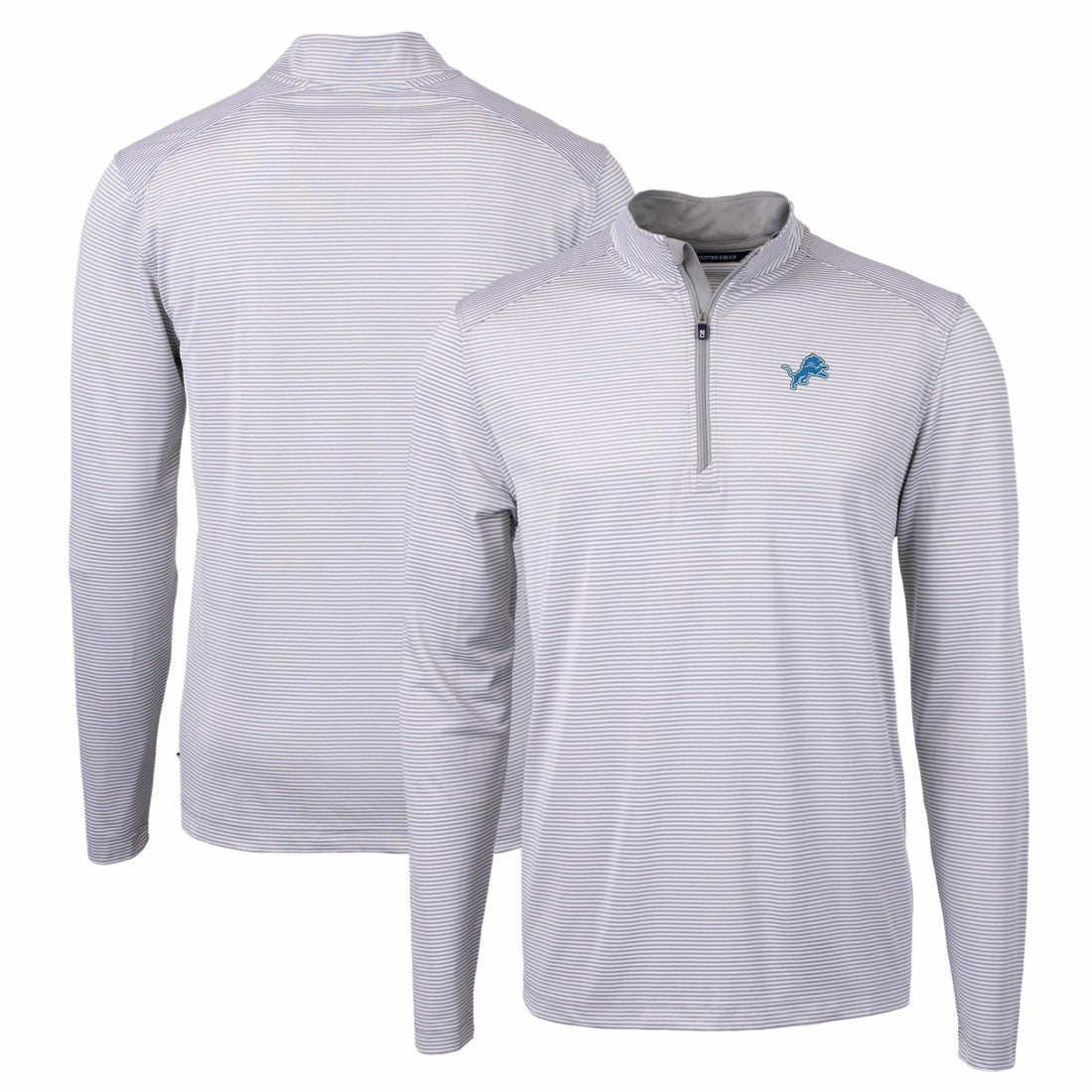 Cutter & Buck Virtue Eco Pique Micro Stripe Recycled Quarter-Zip Pullover Top - Detroit Lions