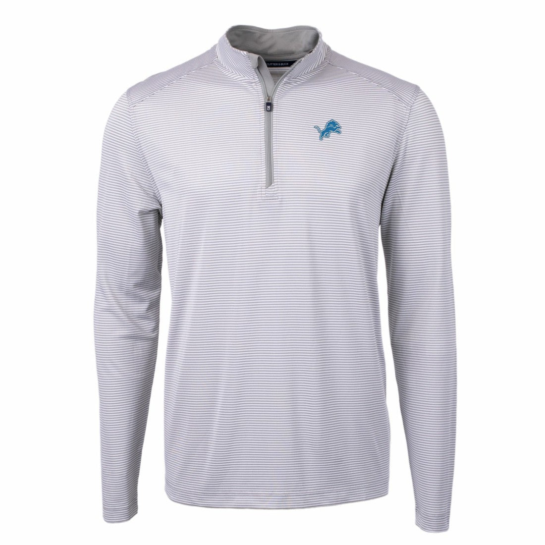 Cutter & Buck Virtue Eco Pique Micro Stripe Recycled Quarter-Zip Pullover Top - Detroit Lions