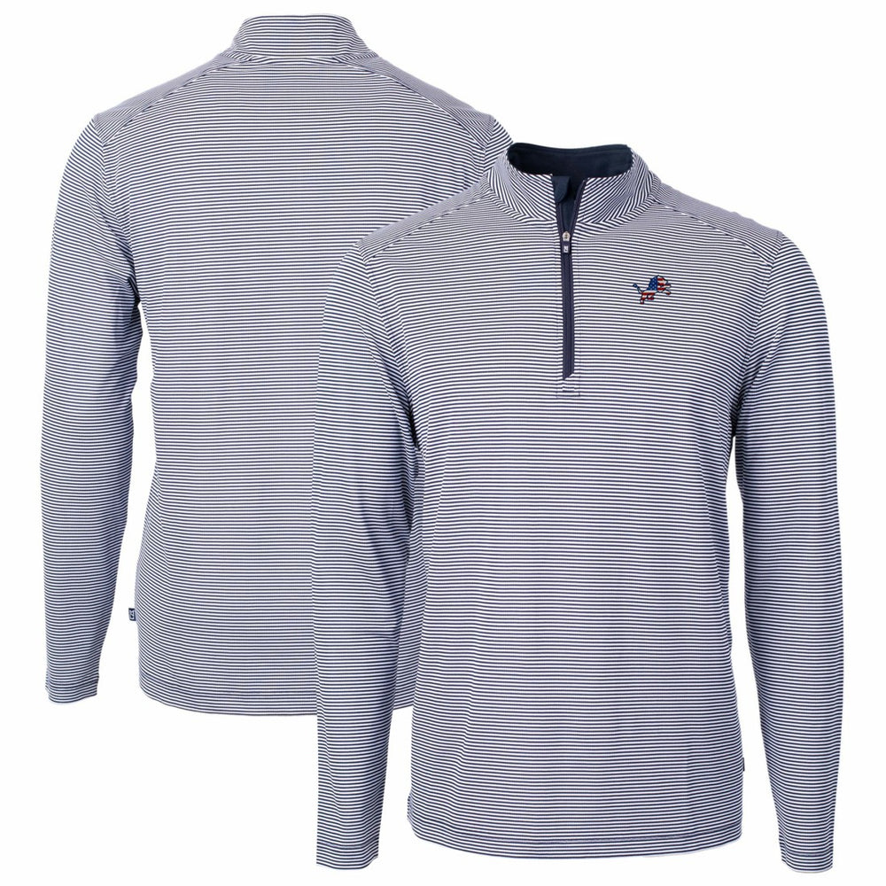 Cutter & Buck Virtue Eco Pique Micro Stripe Recycled Quarter-Zip Pullover Top - Detroit Lions