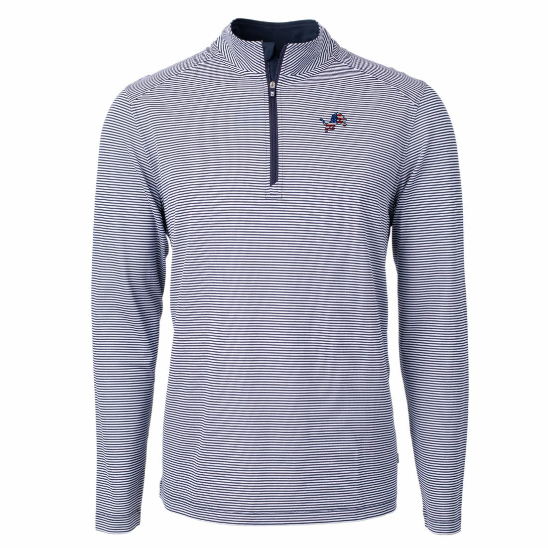 Cutter & Buck Virtue Eco Pique Micro Stripe Recycled Quarter-Zip Pullover Top - Detroit Lions