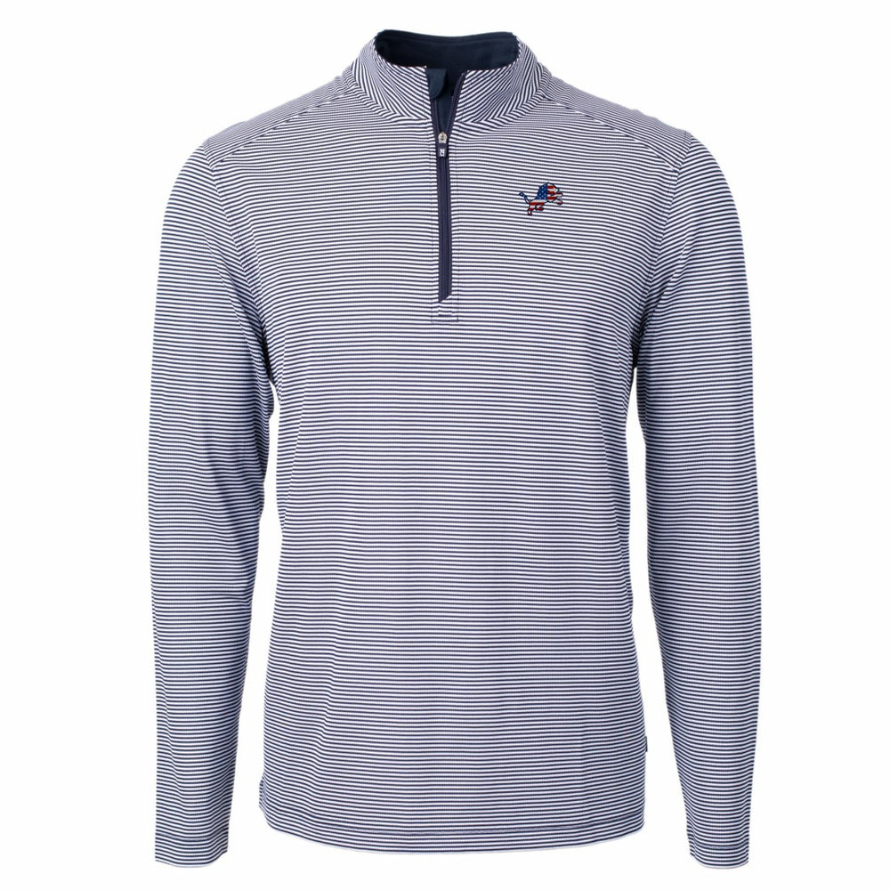 Cutter & Buck Virtue Eco Pique Micro Stripe Recycled Quarter-Zip Pullover Top - Detroit Lions