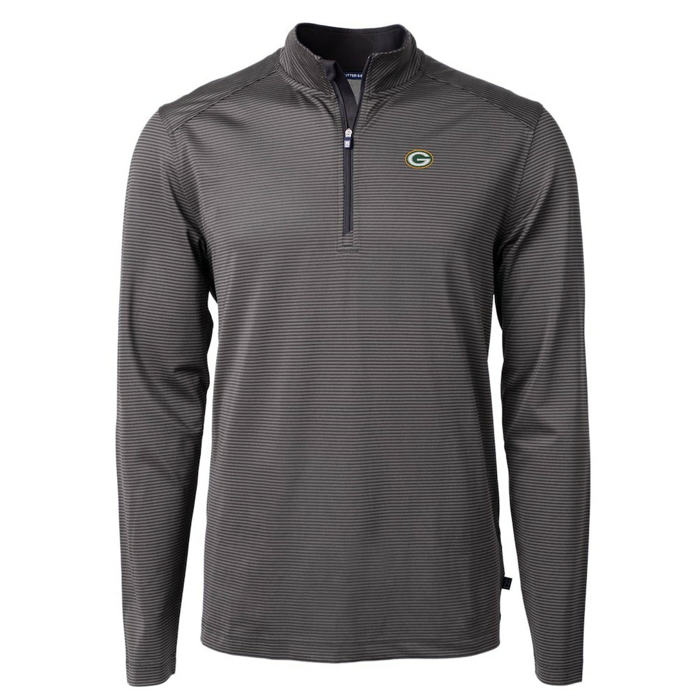 Cutter & Buck Virtue Eco Pique Micro Stripe Recycled Quarter-Zip Pullover Top - Green Bay Packers