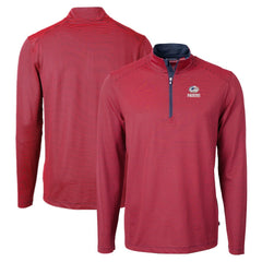 Cutter & Buck Virtue Eco Pique Micro Stripe Recycled Quarter-Zip Pullover Top - Green Bay Packers