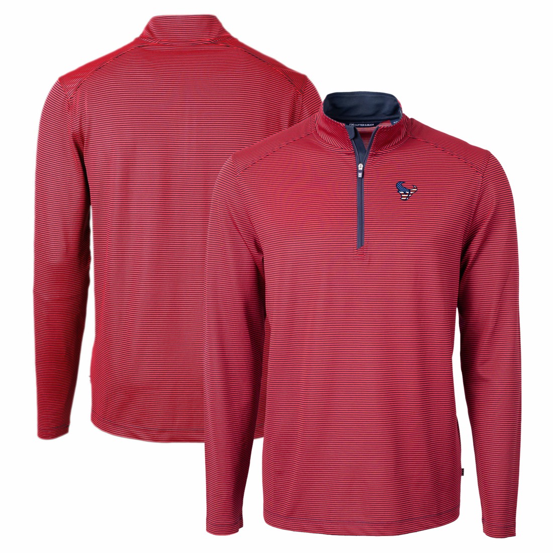 Cutter & Buck Virtue Eco Pique Micro Stripe Recycled Quarter-Zip Pullover Top - Houston Texans