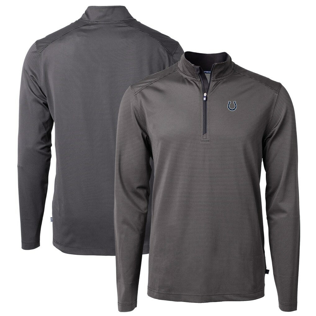 Cutter & Buck Virtue Eco Pique Micro Stripe Recycled Quarter-Zip Pullover Top - Indianapolis Colts