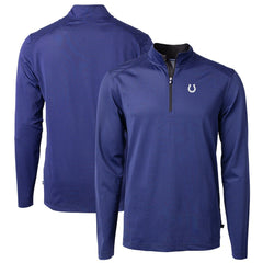 Cutter & Buck Virtue Eco Pique Micro Stripe Recycled Quarter-Zip Pullover Top - Indianapolis Colts