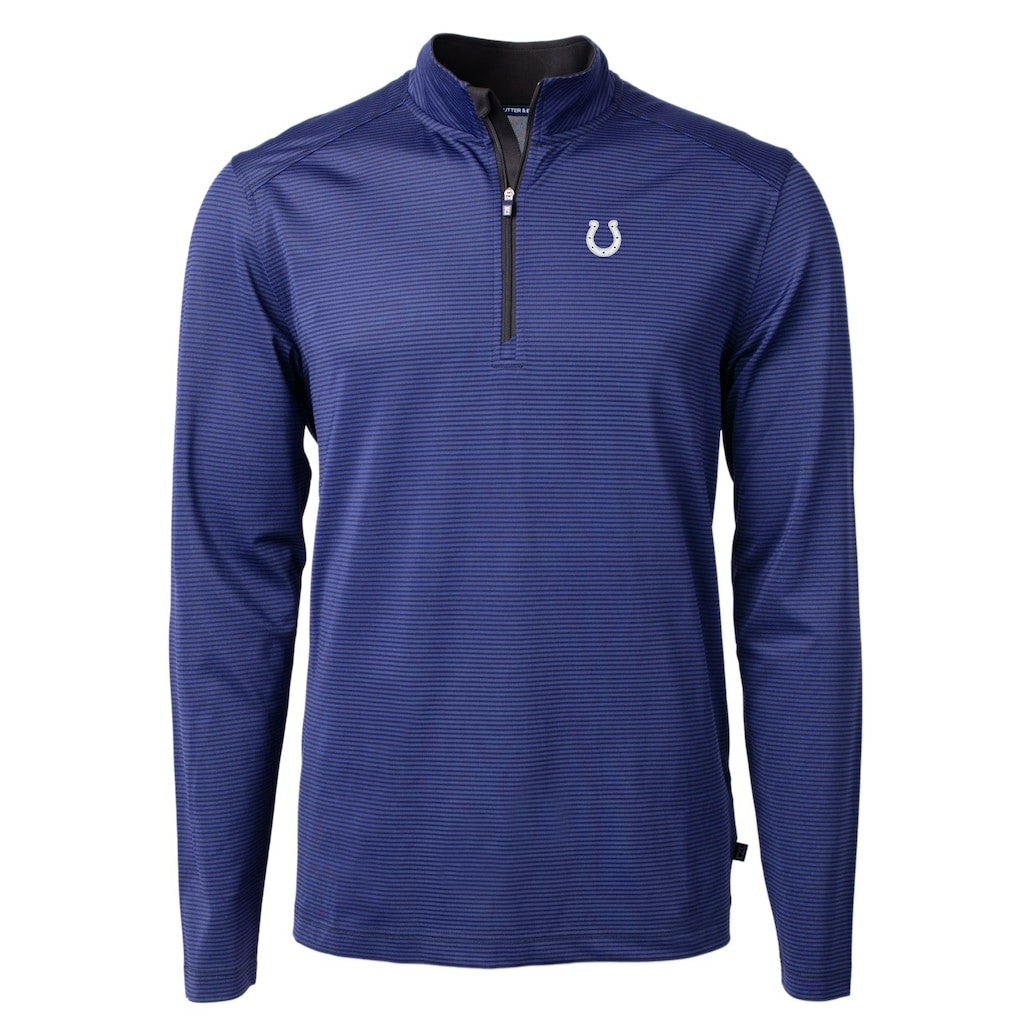 Cutter & Buck Virtue Eco Pique Micro Stripe Recycled Quarter-Zip Pullover Top - Indianapolis Colts