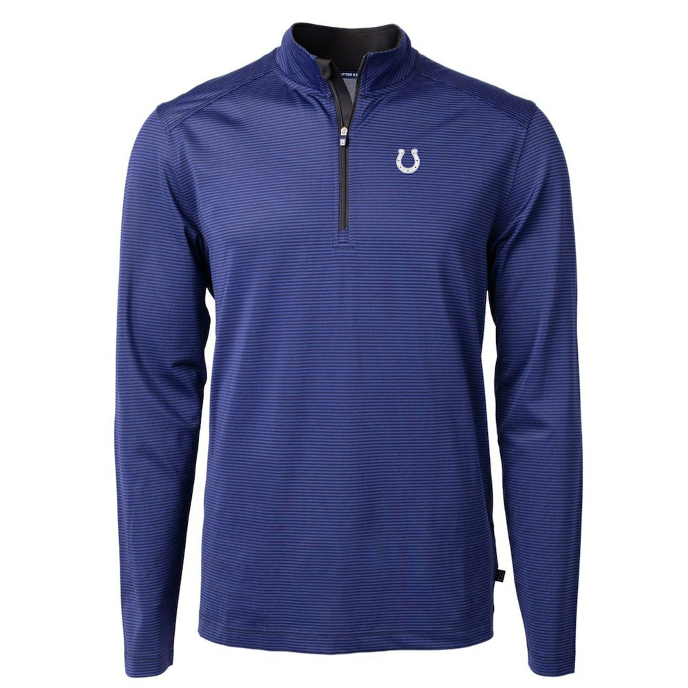 Cutter & Buck Virtue Eco Pique Micro Stripe Recycled Quarter-Zip Pullover Top - Indianapolis Colts