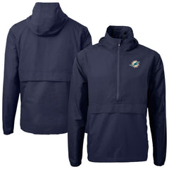 Cutter & Buck Charter Eco Recycled Anorak Half-Zip Jacket - Miami Dolphins