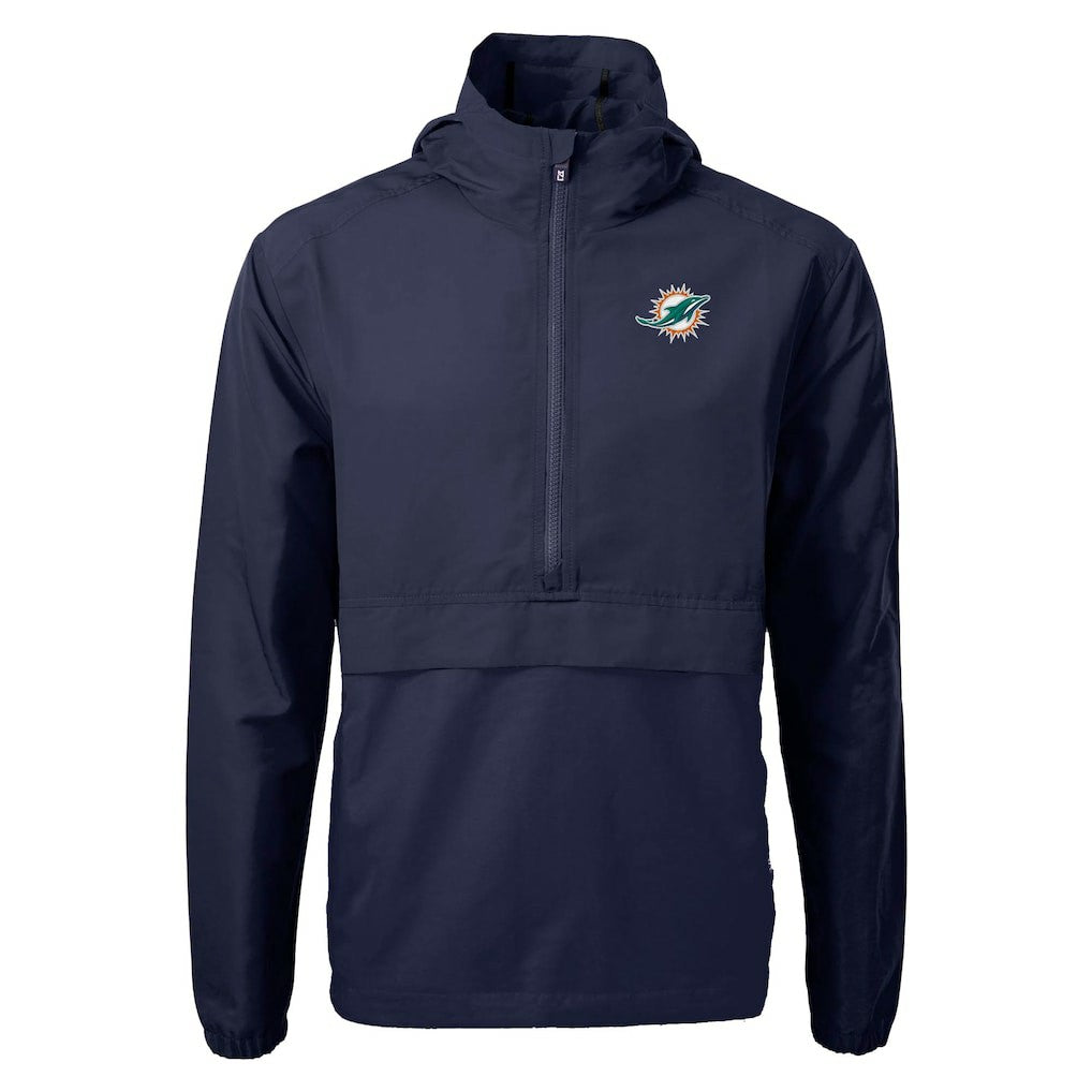 Cutter & Buck Charter Eco Recycled Anorak Half-Zip Jacket - Miami Dolphins
