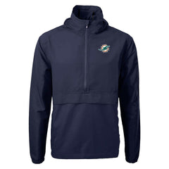Cutter & Buck Charter Eco Recycled Anorak Half-Zip Jacket - Miami Dolphins