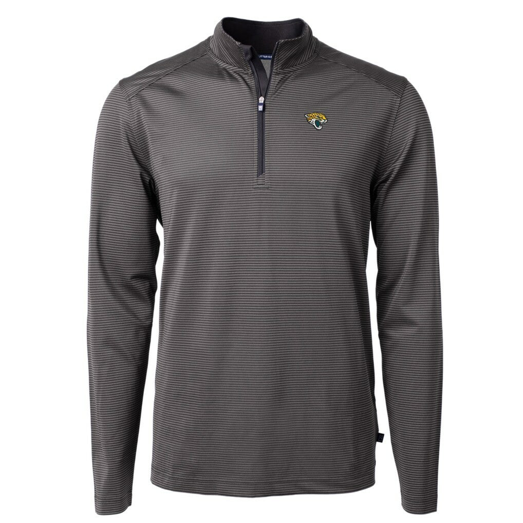 Cutter & Buck Virtue Eco Pique Micro Stripe Recycled Quarter-Zip Pullover Top - Jacksonville Jaguars