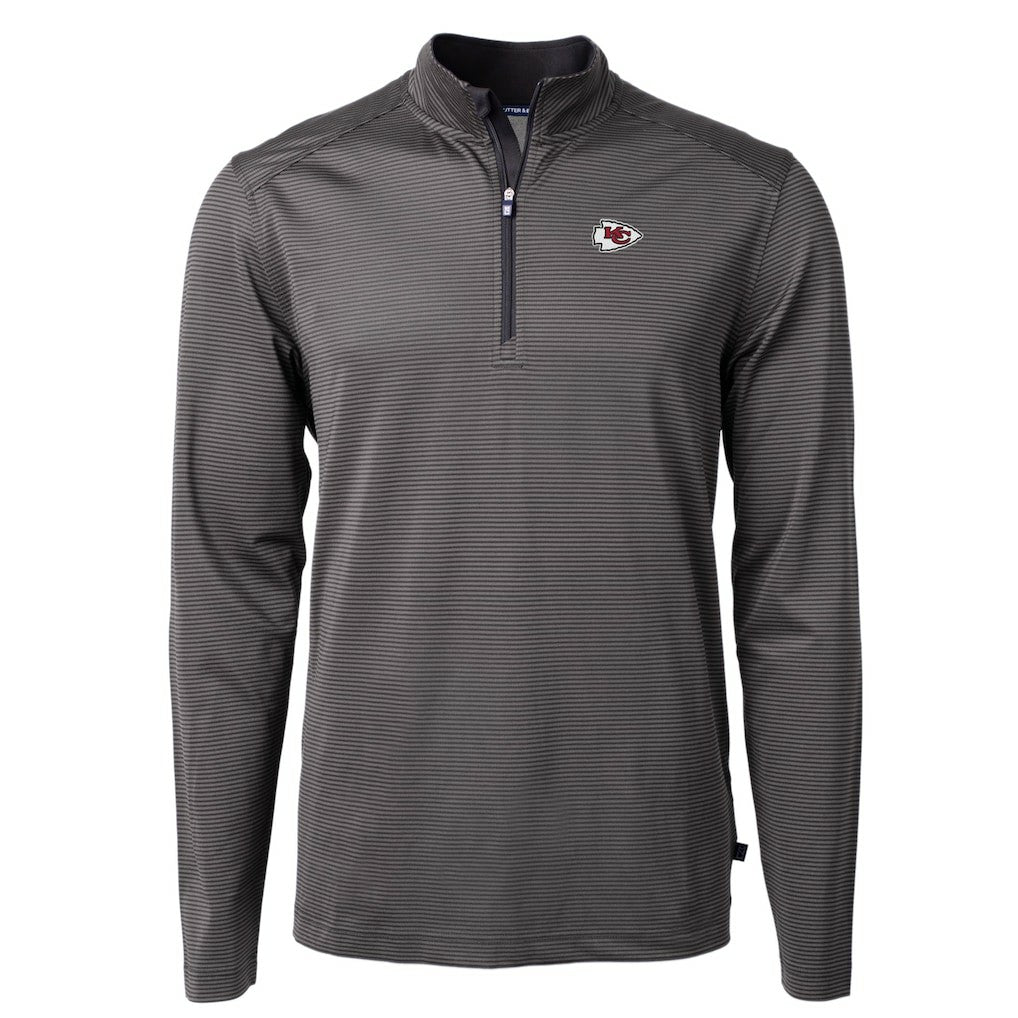 Cutter & Buck Virtue Eco Pique Micro Stripe Recycled Quarter-Zip Pullover Top - Kansas City Chiefs